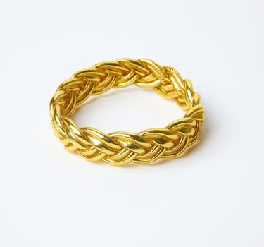 "PULSERA DOBLE TRENZA" pan de oro