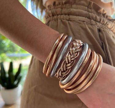 "PULSERA DOBLE TRENZA" pan de oro - Pippa Gold